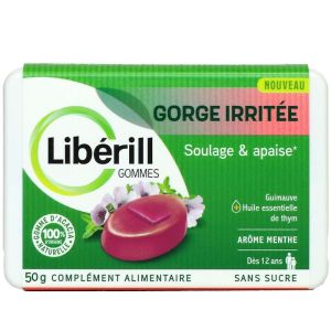 Liberill gorge irritée soulage et apaise arôme menthe gommes 50g