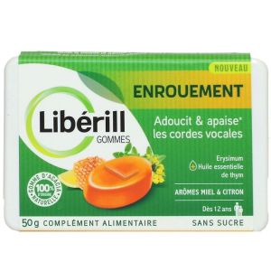 Liberill Enrouement adoucit et apaise les cordes vocales gommes 50g