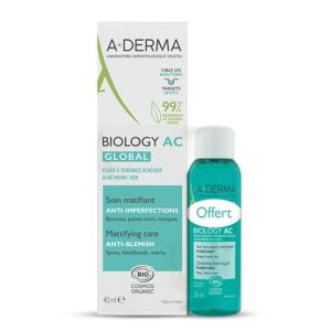 Biology AC Soin matifiant Anti-imperfections 40ml bio + Gel moussant nettoyant 25ml bio