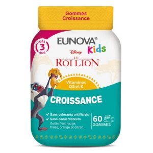 Eunova Kids Gommes Croissance Le Roi Lion Goûts Fruits Rouge, Fraise, Orange Et Citron 60 gummies