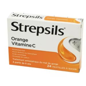 Strepsils orange vitamine C 24 pastilles à sucer