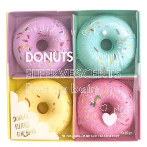 Coffret de 4 donuts de bain Donuts de bain effervescents