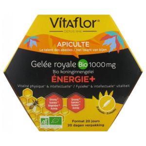 Gelée Royale Bio 1000 mg Énergie+ - 20 Ampoules