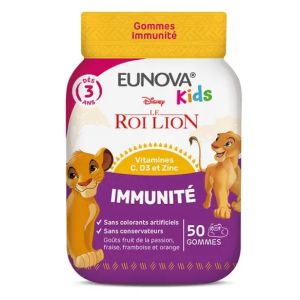 Eunova Kids Gommes Immunité Le Roi Lion Goûts Fruit De La Passion, Fraise, Framboise Et Orange 50 gummies