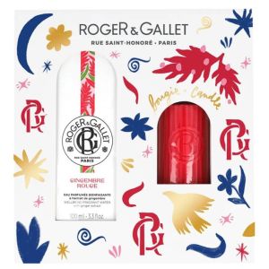 Coffret Bois Gingembre Rouge Parfumée 100ml + Bougie