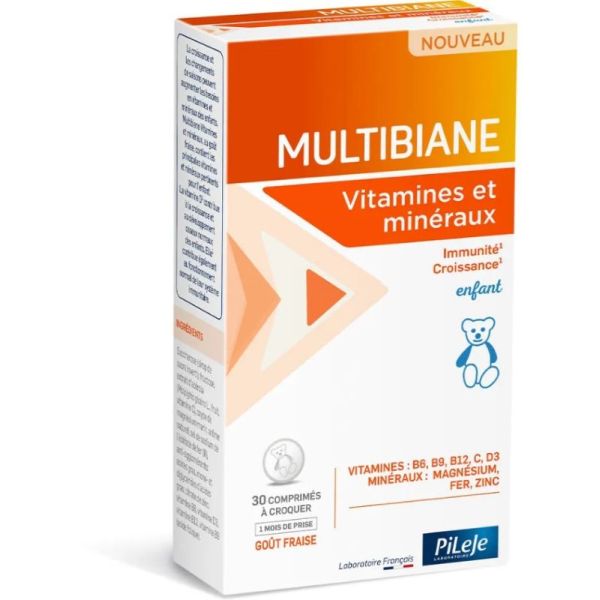 Multibiane Vitamines et Minéraux Enfants 30 comprimés à croquer