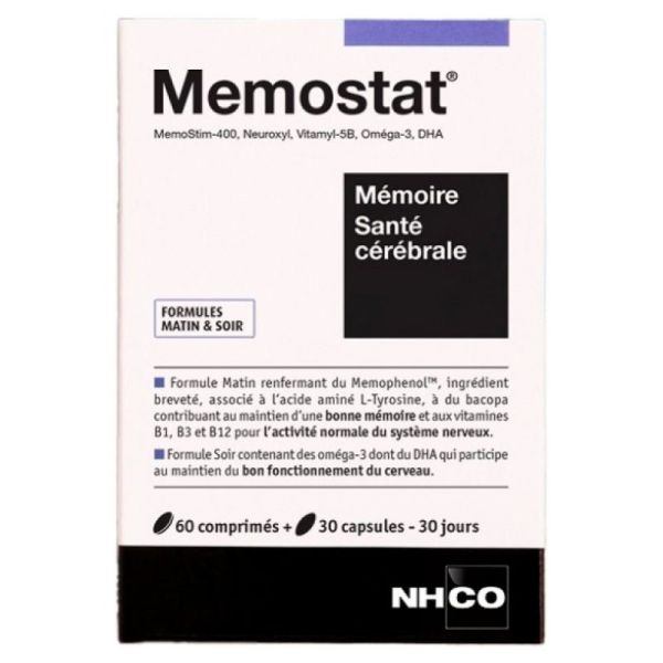 Memostat Mémoire Santé Cérébrale 60 Comprimés + 30 Capsules