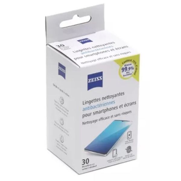 Lingettes Nettoyantes Antibactériennes pour Smartphones et Ecrans x 30