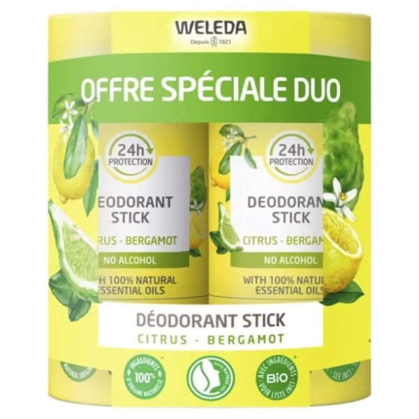 Déodorant Stick Citrus Bergamote Lot de 2 x 50 g