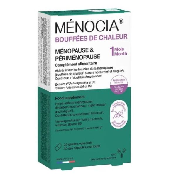 Ménocia Bouffées de chaleur Ménopause & Périménopause 30 gélules