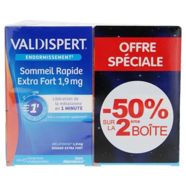 Sommeil Rapide Extra Fort 1,9 mg Lot de 2 x 40 Comprimés Orodispersibles