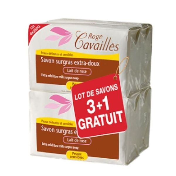 Savon surgras extra-doux lait & miel 4x250g