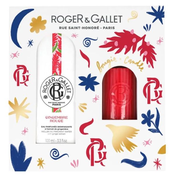 Coffret Bois Gingembre Rouge Parfumée 100ml + Bougie