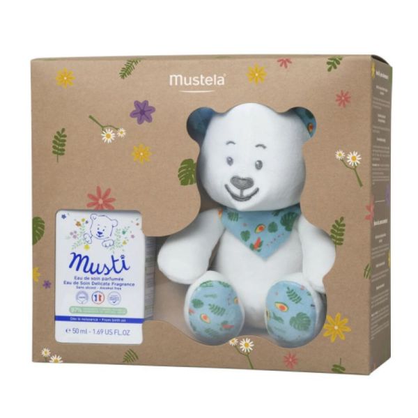 Coffret Musti Eau de Soin  50ml + Doudou Ours Blanc