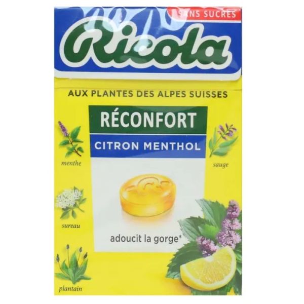 Pastilles à sucer Réconfort citron menthol sans sucres 50g