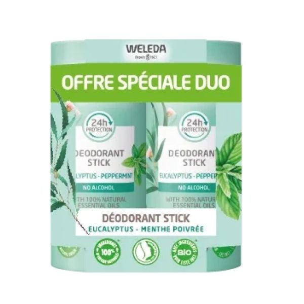 Déodorant Eucalyptus Menthe Poivrée Stick Bio 2x50g