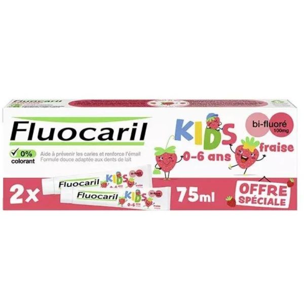 Kids 3-6 ans Dentifrice Gel Fraise Lot de 2 x 50ml