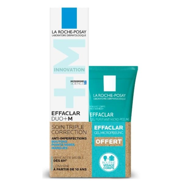 Effaclar Duo+M Soin Correcteur Anti-Imperfections 40ml + Gel Micropeeling 50ml Offert