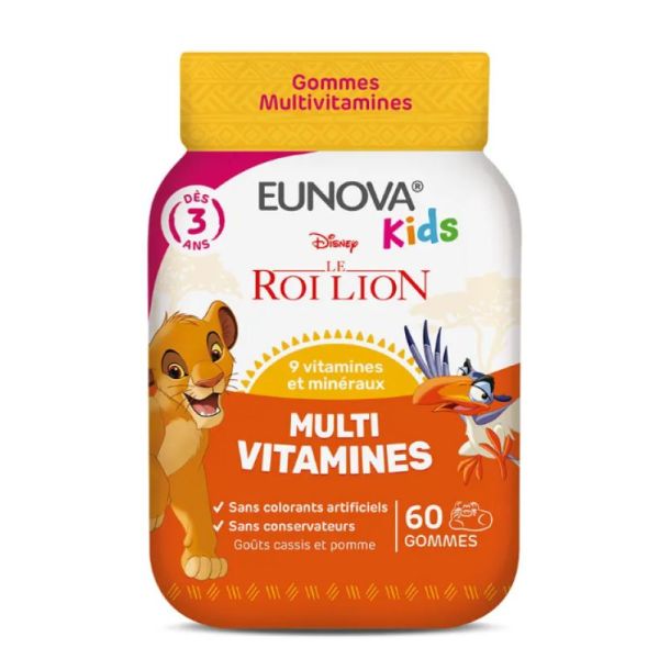 Eunova Kids Gommes Multivitamines Le Roi Lion Goûts Cassis Et Pomme 60 gummies