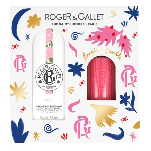 Coffret Rose Eau Parfumée 100ml + Bougie