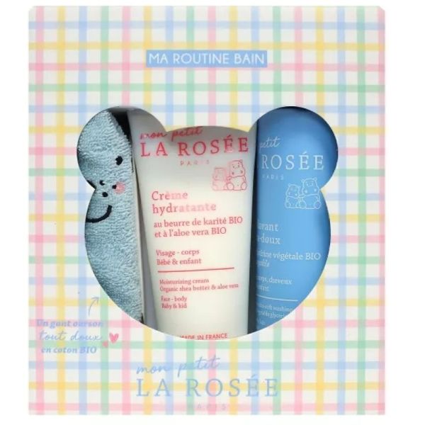 Coffret Ma Routine bain crème hydratante + gel lavant + gant ourson